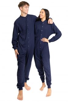Navy Cotton Union Suit - Unisex - Footless - Men & Women